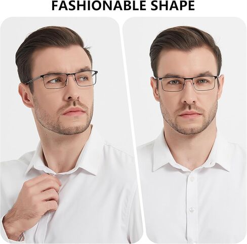 Blue Light Blocking Reading Glasses for Men With Spring Hinge Metal Full Frame Lightweight Readers Classic Trend in Saudi Arabia