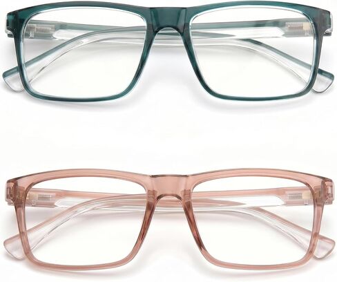 SKYOAK 2 Pack Trendy Progressive Multifocus Reading Glasses for Women, TR90 Lightweight Multifocal Readers with Flexible Temples, No-line Anti Blue Light Computer Eyeglasses (Pink & Off White, 2.5x) in Kuwait