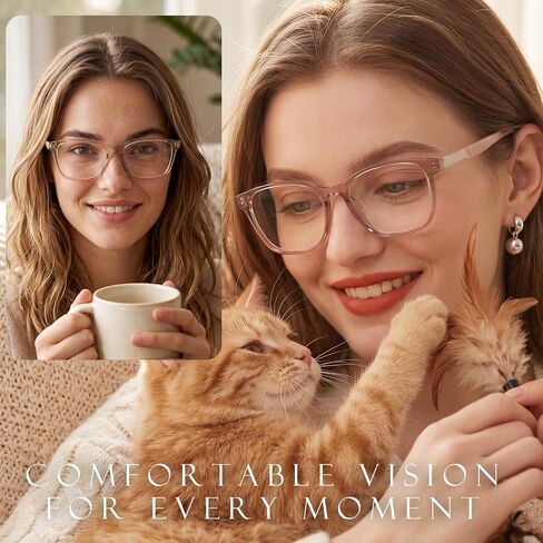 SKYOAK 2 Pack Trendy Progressive Multifocus Reading Glasses for Women, TR90 Lightweight Multifocal Readers with Flexible Temples, No-line Anti Blue Light Computer Eyeglasses (Pink & Off White, 2.5x) in Saudi Arabia