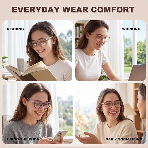 SKYOAK 2 Pack Trendy Progressive Multifocus Reading Glasses for Women, TR90 Lightweight Multifocal Readers with Flexible Temples, No-line Anti Blue Light Computer Eyeglasses (Pink & Off White, 2.5x) in Saudi Arabia