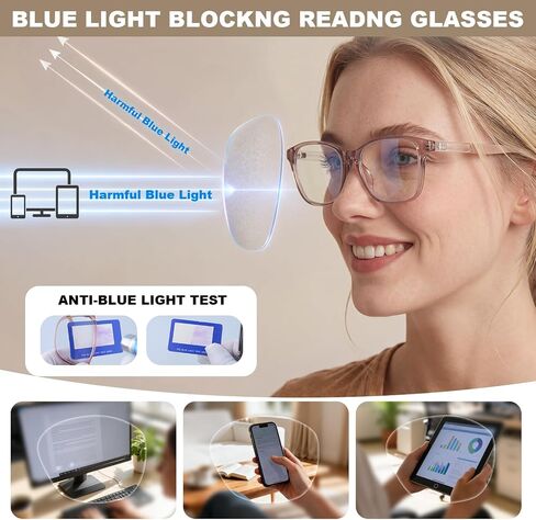 SKYOAK 2 Pack Trendy Progressive Multifocus Reading Glasses for Women, TR90 Lightweight Multifocal Readers with Flexible Temples, No-line Anti Blue Light Computer Eyeglasses (Pink & Off White, 2.5x) in Saudi Arabia