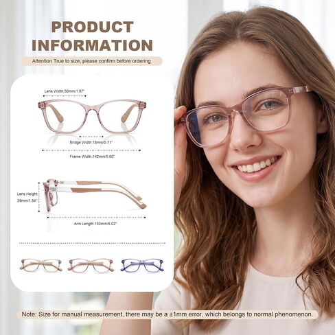 SKYOAK 2 Pack Trendy Progressive Multifocus Reading Glasses for Women, TR90 Lightweight Multifocal Readers with Flexible Temples, No-line Anti Blue Light Computer Eyeglasses (Pink & Off White, 2.5x) in Saudi Arabia