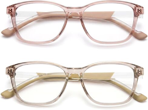 SKYOAK 2 Pack Trendy Progressive Multifocus Reading Glasses for Women, TR90 Lightweight Multifocal Readers with Flexible Temples, No-line Anti Blue Light Computer Eyeglasses (Pink & Off White, 2.5x) in Saudi Arabia
