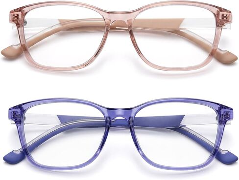 SKYOAK 2 Pack Trendy Progressive Multifocus Reading Glasses for Women, TR90 Lightweight Multifocal Readers with Flexible Temples, No-line Anti Blue Light Computer Eyeglasses (Pink & Off White, 2.5x) in Saudi Arabia