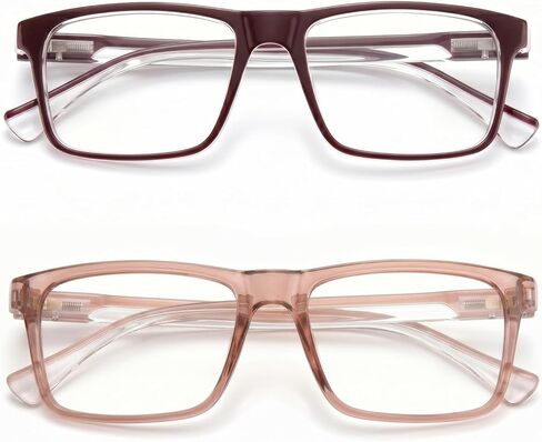 SKYOAK 2 Pack Trendy Progressive Multifocus Reading Glasses for Women, TR90 Lightweight Multifocal Readers with Flexible Temples, No-line Anti Blue Light Computer Eyeglasses (Pink & Off White, 2.5x) in Saudi Arabia