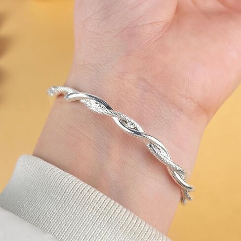 Adjustable Sterling Silver Bangle – Matte Ubi-Mos Design Sliding Bracelet in Kuwait