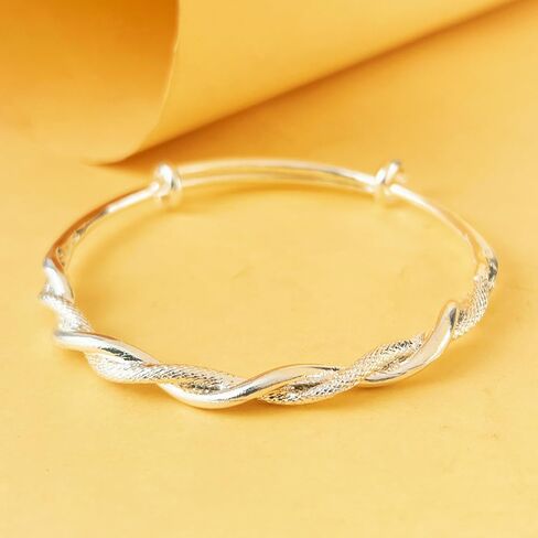 Adjustable Sterling Silver Bangle – Matte Ubi-Mos Design Sliding Bracelet in Kuwait