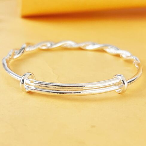 Adjustable Sterling Silver Bangle – Matte Ubi-Mos Design Sliding Bracelet in Kuwait
