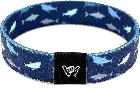 Hang Loose Bands - Coastal Surfer Beach Bracelet for Men, Women & Teens - Comfy Summer - Boho Reversible Wristband- Shark Attack | Small: 6.5" (most common fitting size) in Saudi Arabia