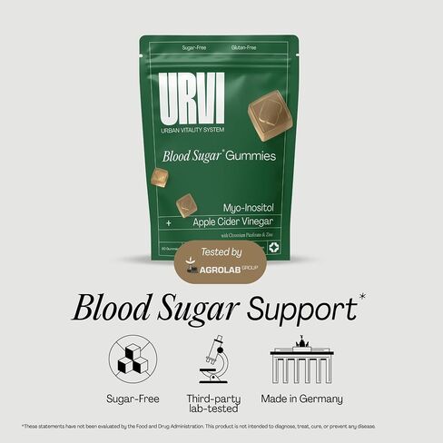 URVI® Blood Sugar Support Gummies – 300mg Apple Cider Vinegar ACV, 150mg Myo Inositol, Chromium & Zinc – for Metabolism & Energy – Keto, Sugar-Free – Apple Cinnamon Flavor – 60 Gummies in Saudi Arabia