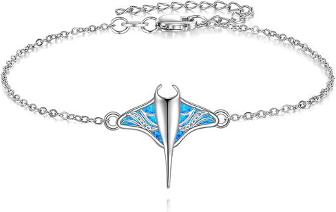 Stingray Bracelet Tiny Adjustable Blue Opal Mantaray Jewelry Manta Ray Lover Gift For Women Mom in Kuwait