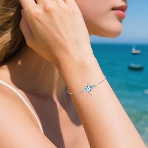 Stingray Bracelet Tiny Adjustable Blue Opal Mantaray Jewelry Manta Ray Lover Gift For Women Mom in Kuwait