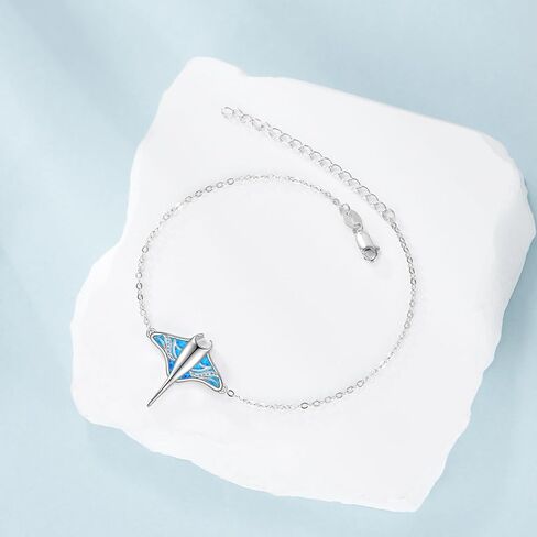 Stingray Bracelet Tiny Adjustable Blue Opal Mantaray Jewelry Manta Ray Lover Gift For Women Mom in Kuwait