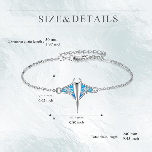 Stingray Bracelet Tiny Adjustable Blue Opal Mantaray Jewelry Manta Ray Lover Gift For Women Mom in Kuwait