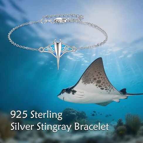 Stingray Bracelet Tiny Adjustable Blue Opal Mantaray Jewelry Manta Ray Lover Gift For Women Mom in Kuwait