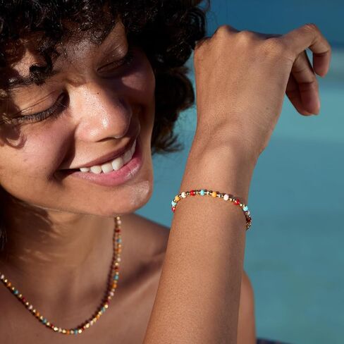 STORYJEWELLERY Summer Bracelets, Colorful Bracelets for Women, Beach Bracelet, 18K Gold Plated Beaded Bracelets for Vacation, Summer Jewelry in Kuwait