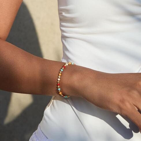 STORYJEWELLERY Summer Bracelets, Colorful Bracelets for Women, Beach Bracelet, 18K Gold Plated Beaded Bracelets for Vacation, Summer Jewelry in Kuwait