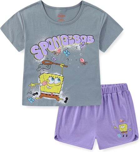 SPONGEBOB SQUAREPANTS Girls Short Sleeve T-Shirt and Short Set for Big Kids in Kuwait
