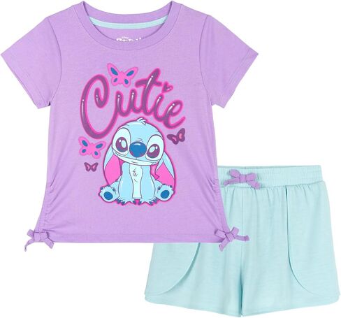 Disney Lilo & Stitch Girls Short Sleeve T-Shirt & Bubble Shorts Set Toddler to Big Kid Sizes (4T - 14-16) in Kuwait