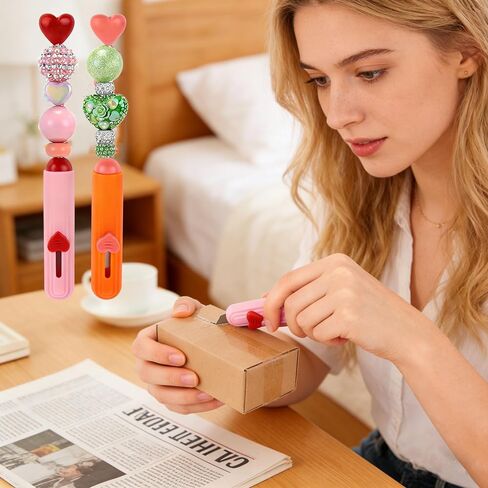 10 Pack Colorful Beadable Love Heart Letter Openers Blanks Metal Beaded Envelope Opener for Slitter Mail with Beaded Design 10 Assorted Colors in Kuwait