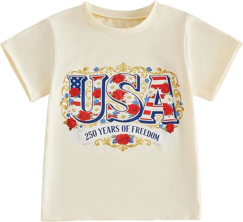 Kids Toddler Little Girls 250 Years Anniversary USA Shirt 250th Birthday 4th of July T-Shirt Patriotic Top in Kuwait