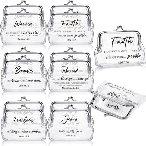 20 Pcs Christian Gift for Women Bulk Godly Church Gifts for Women Christian Coin Purse Bulk Bible Verse Religious Kiss Lock Change Purses Inspirational Travel Pouches for Mother's Day Church in Kuwait