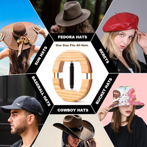 SPVIOQI Hat Stretcher, Oval Hat Stretchers for Fitted Hats, Stretched Size 6 3/4 to 8 1/4, Fitted Hats Stretcher for Men, Extender Widener for Fedora Cowboy Baseball Caps -Black in Saudi Arabia