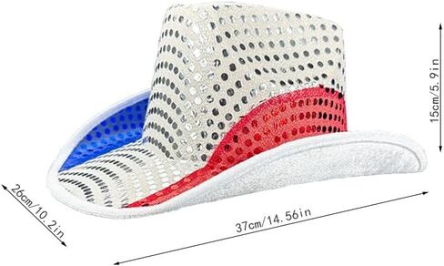 Sparkly Cowboy Hats Classic American Flag Summer Sunhat Sequin Western Cowboy Hat for Men Women in Kuwait