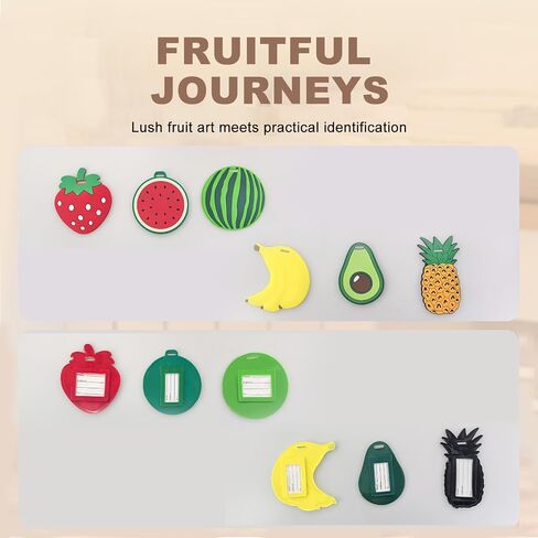 Mziart Cute Fruit Luggage Tags for Suitcases, 6 Pack Travel Bag Tags for Luggage with Name ID Card and Stainless Loop, Personalized Baggage Identifiers, Cruise Ship Travel Essentials in Saudi Arabia