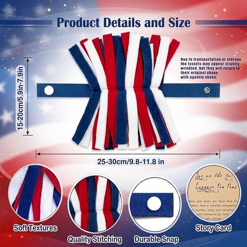 2 Pcs Patriotic Luggage Pom Poms for Suitcases - Red White and Blue Luggage Identifiers for Travel, USA Colors Suitcase Tags, Unique Bag Markers with Snap Button for Easy Spotting in Saudi Arabia