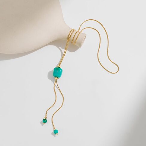 Long Y Necklace for Women, Adjustable Sliding Bead Lariat Necklace, Colorful Chunky Acrylic Statement Necklace for Boho Vacation, Resort & Everyday Wear in Saudi Arabia