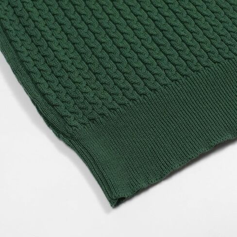OXKnit Women's Knitted Polo Shirts Short Sleeve, 1960s Mod Style Vintage Texture Green Cotton V-Neck Tops Knitwear in Kuwait