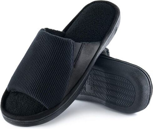Cozy Men's Open Toe House Slippers Memory Foam,Comfy Slip On Indoor Slipper for Men Breathable, Non-Slip Soft Bedroom Home in Kuwait