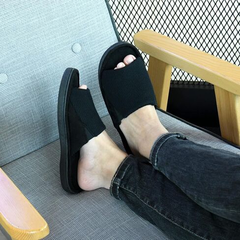Cozy Men's Open Toe House Slippers Memory Foam,Comfy Slip On Indoor Slipper for Men Breathable, Non-Slip Soft Bedroom Home in Kuwait