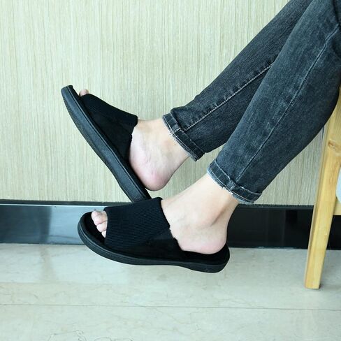 Cozy Men's Open Toe House Slippers Memory Foam,Comfy Slip On Indoor Slipper for Men Breathable, Non-Slip Soft Bedroom Home in Kuwait
