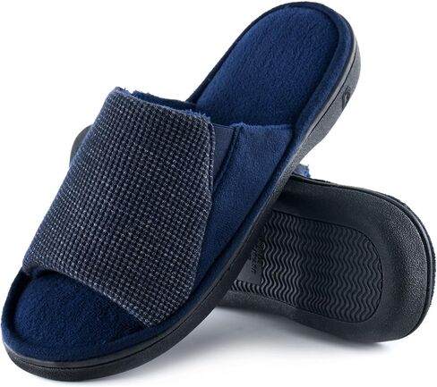 Cozy Men's Open Toe House Slippers Memory Foam,Comfy Slip On Indoor Slipper for Men Breathable, Non-Slip Soft Bedroom Home in Saudi Arabia