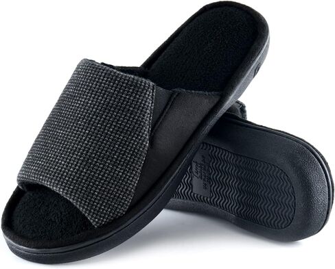Cozy Men's Open Toe House Slippers Memory Foam,Comfy Slip On Indoor Slipper for Men Breathable, Non-Slip Soft Bedroom Home in Kuwait