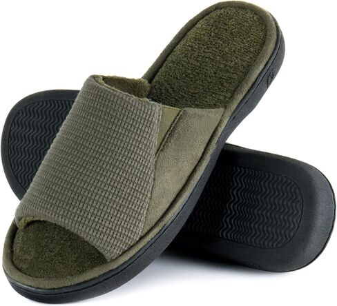 Cozy Men's Open Toe House Slippers Memory Foam,Comfy Slip On Indoor Slipper for Men Breathable, Non-Slip Soft Bedroom Home in Kuwait