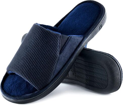 Cozy Men's Open Toe House Slippers Memory Foam,Comfy Slip On Indoor Slipper for Men Breathable, Non-Slip Soft Bedroom Home in Kuwait