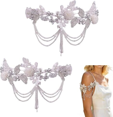 2PCS Detachable Sleeves for Wedding, Tulle Sleeve Nylon Bridal Tulle Shawl Removable Sleeves Wedding Bridal Accessory in Saudi Arabia