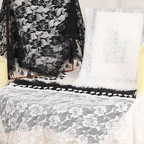 JATEBI 4 قطعة حجاب الكنيسة الكاثوليكية مانتيلا غطاء رأس مسيحي حجاب دانتيل طرحة زفاف للنساء الزفاف in Kuwait