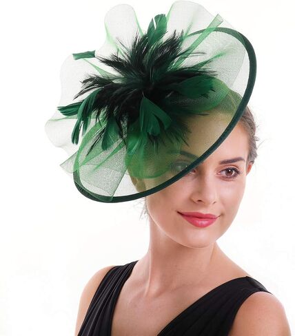 SAFERIN Women's Fascinators Feathers Tea Party Hat Veil Headband with Hair Clip for Cocktail Church in Kuwait