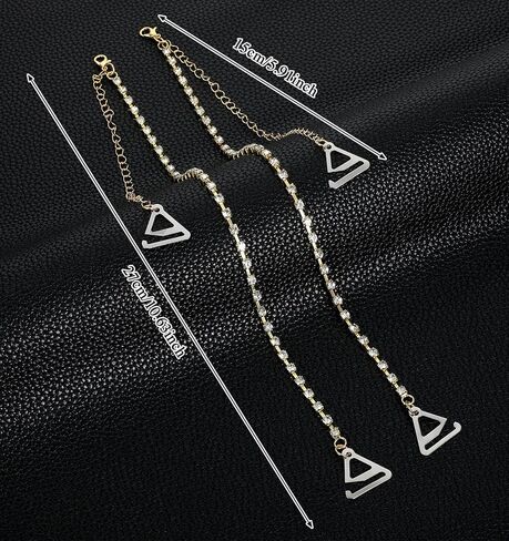 2 Pcs Rhinestone Bra Straps, Sparkly Bling Crystal Adjustable Bra Shoulder Straps, Elastic Non-slip Removable Design, for Wedding Party Dress Evening Gown Daily Wear in Kuwait