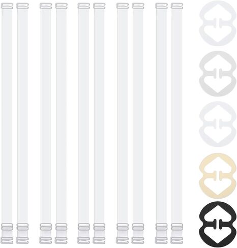 Clear Bra Straps, 5 Pairs Invisible Bra Strap + 5 Strap Clips to Convert Bras to Racerback, Adjustable Transparent Shoulder Straps for Women in Saudi Arabia