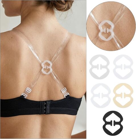Clear Bra Straps, 5 Pairs Invisible Bra Strap + 5 Strap Clips to Convert Bras to Racerback, Adjustable Transparent Shoulder Straps for Women in Saudi Arabia