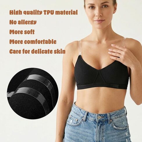 Clear Bra Straps, 5 Pairs Invisible Bra Strap + 5 Strap Clips to Convert Bras to Racerback, Adjustable Transparent Shoulder Straps for Women in Saudi Arabia