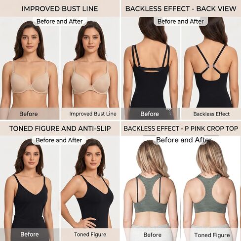 12 PCS Bra Strap Clips with 4 Pairs Clear Bra Straps, Invisible Non-slip Adjustable Bras Clips, Transparent Replacement Shoulder Straps, Racerback Converter Strap Holders for Slipping Women Girls in Saudi Arabia