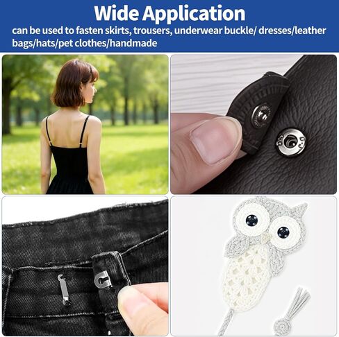 Waltool 300Pcs 22 Styles Bra Strap Hooks with Sewing-on Buttons, Metal Trap Slider Replacement Suit Clips Clasp Adjustment Slider for Clothing Dress Trousers Skirt DIY Crafting (Sliver/Black/White) in Saudi Arabia
