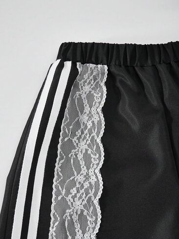 Fashion Girl lace Decoration and Bow Print Straight Leg Pants, Casual and Loose in Kuwait