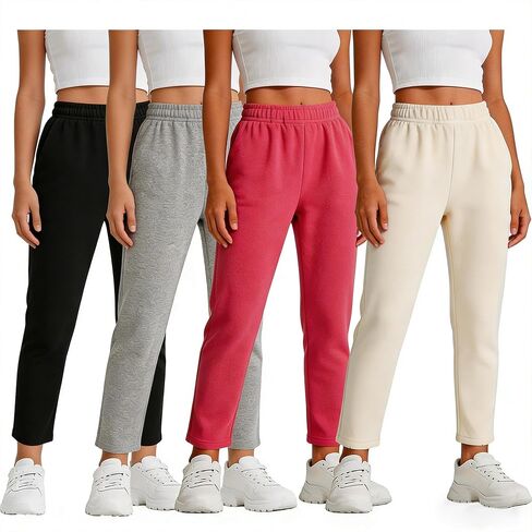 4 Pack Toddler Girls Fleece Sweatpants - Winter Warm Fleece Pants with Pockets, Athletic Microfleece Pants for 2-6 Years Toddler, Baby Girl Thermal Joggers 5Y-G2 in Saudi Arabia